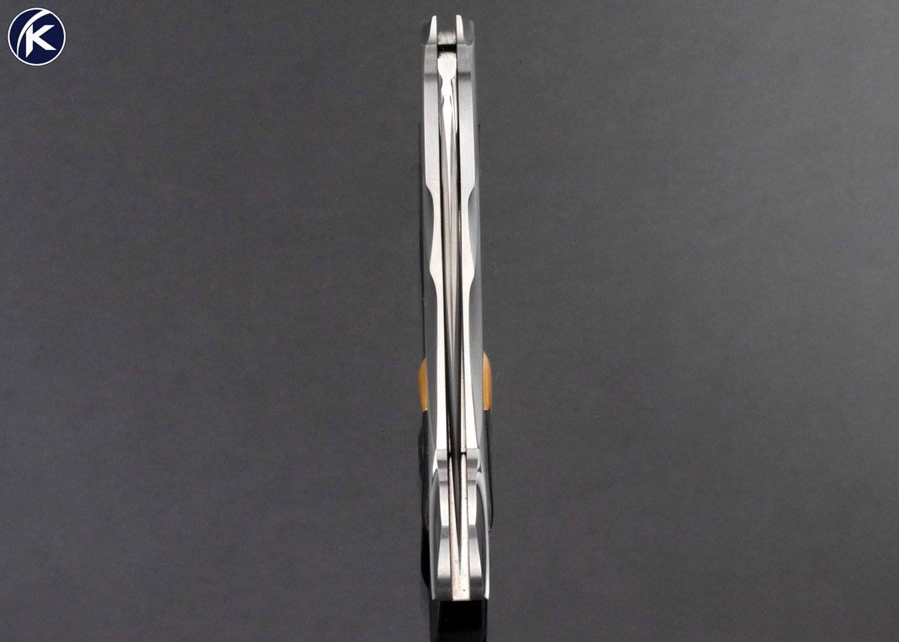 Elizabeth Loerchner Custom Knife Cloisonne and Fluted and Carved Steel Lockback 16903