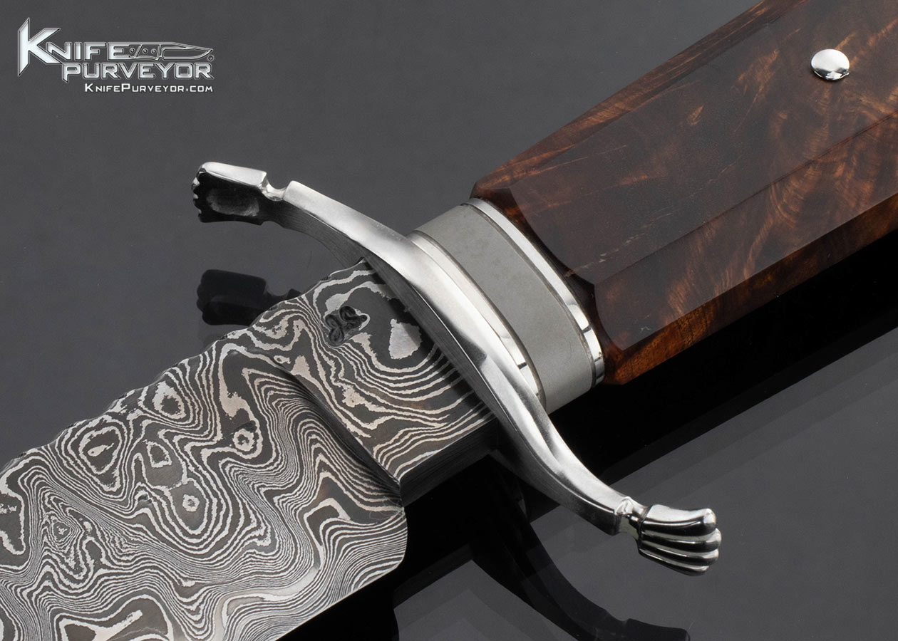 Stuart Smith J.S. Custom Knife Damascus and Massaranduda Coffin Bowie - Image 2