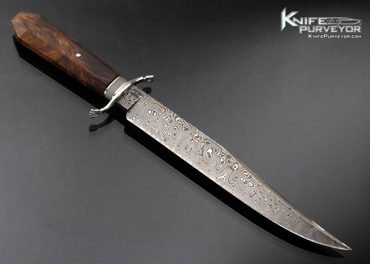 Stuart Smith J.S. Custom Knife Damascus and Massaranduda Coffin Bowie - Image 3