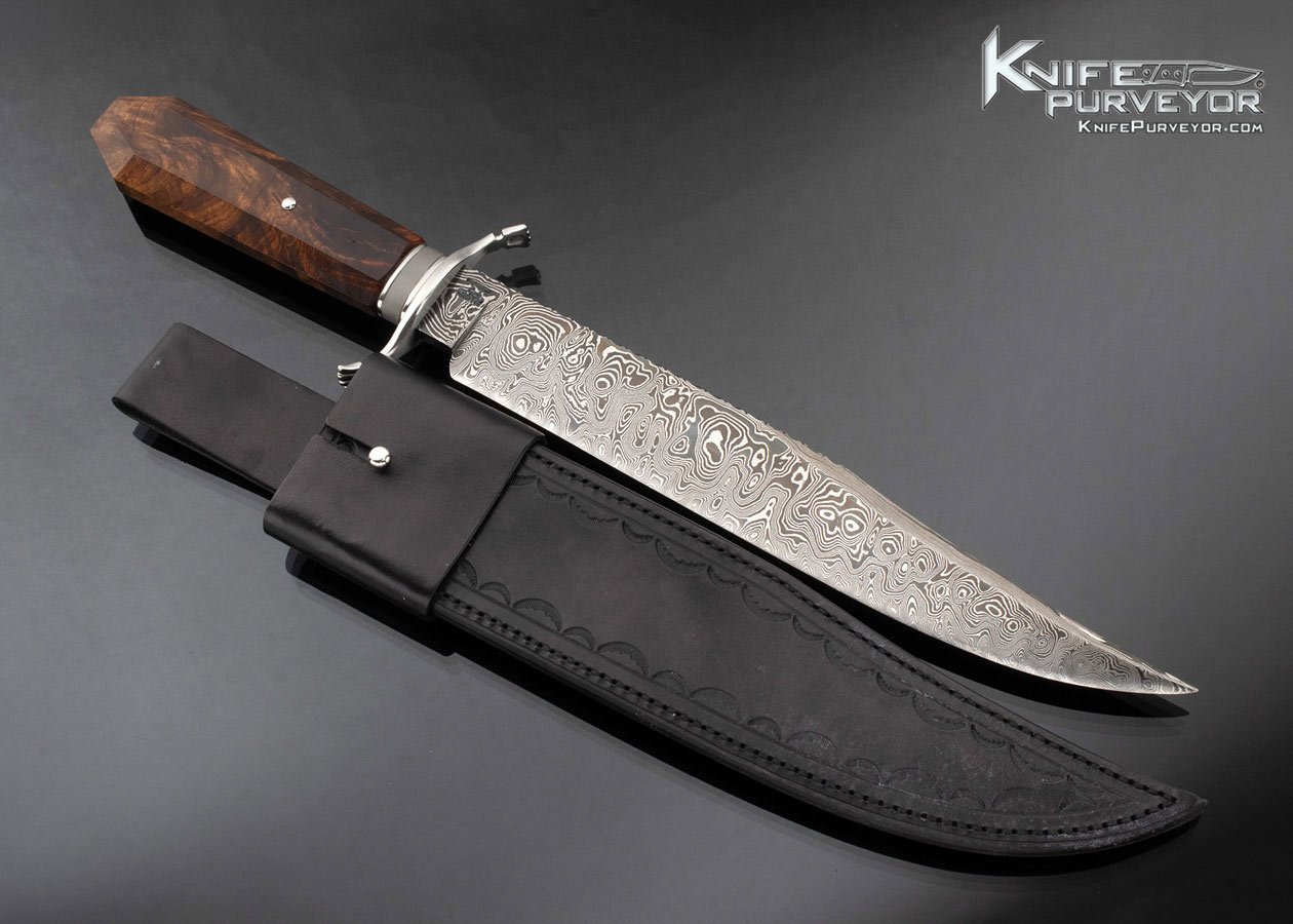 Stuart Smith J.S. Custom Knife Damascus and Massaranduda Coffin Bowie - Image 5