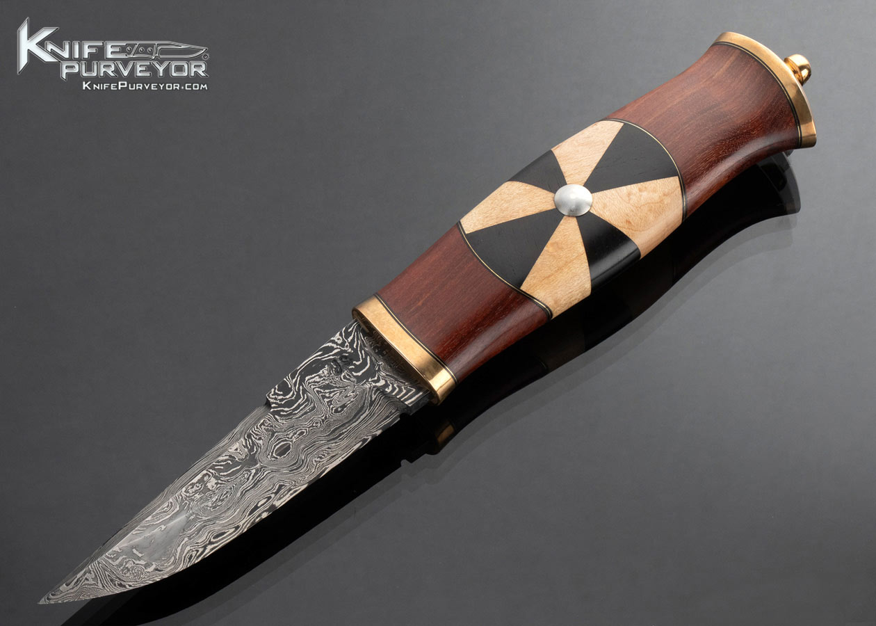 J.S. Stuart Smith Custom Knife Shield Maiden Puukko with Damascus Snake Bean, Ebony and Maple 16978