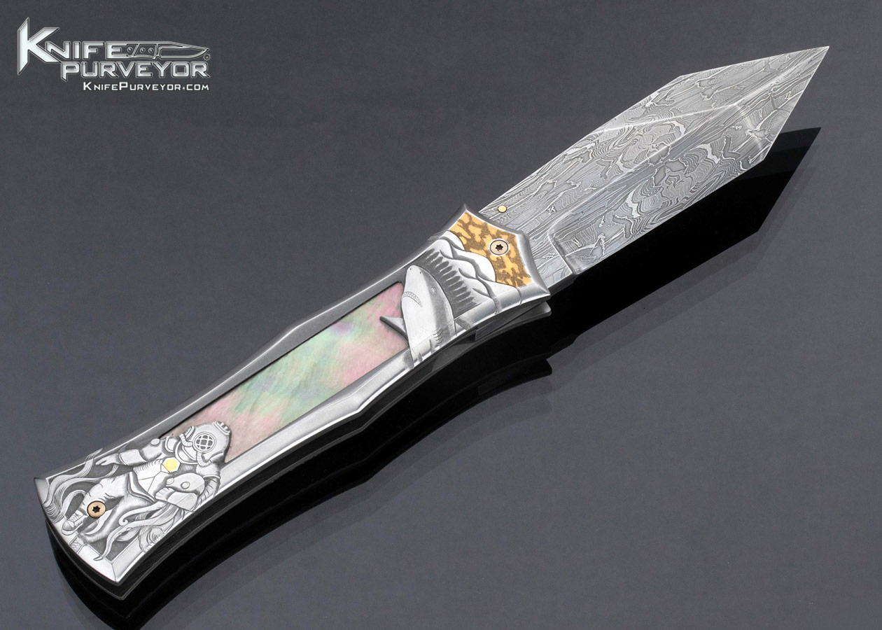 Jody Muller Custom Knife Sole Authorship Engraved Black Lip Pearl Linerlock - Image 3