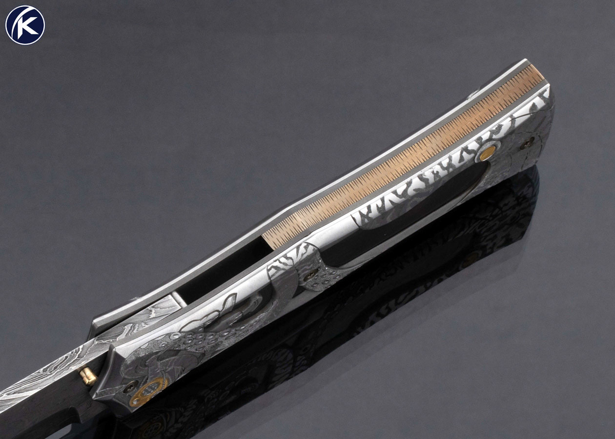 Jody Muller Custom Knife Sole Authorship Engraved Black Lip Pearl Linerlock 15182