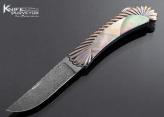 Ken Steigerwalt Custom Knife Damascus and Black Lip Pearl Lockback 16839
