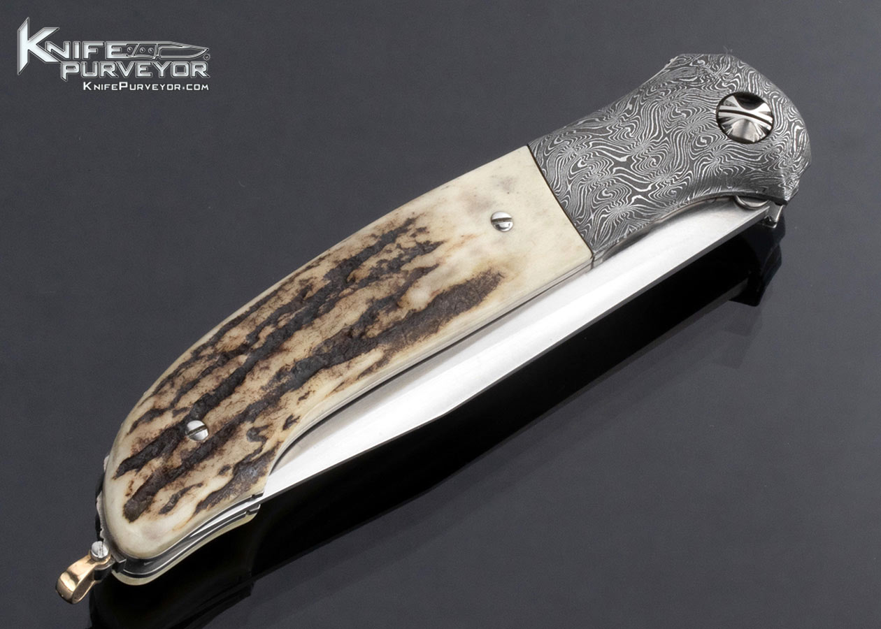 Richard S. Wright Custom Knife Bolster Release Automatic Stag with Gold Bail #90 - Image 3