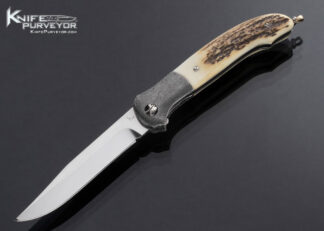 Richard S. Wright Custom Knife Bolster Release Automatic Stag with Gold Bail #90 16958