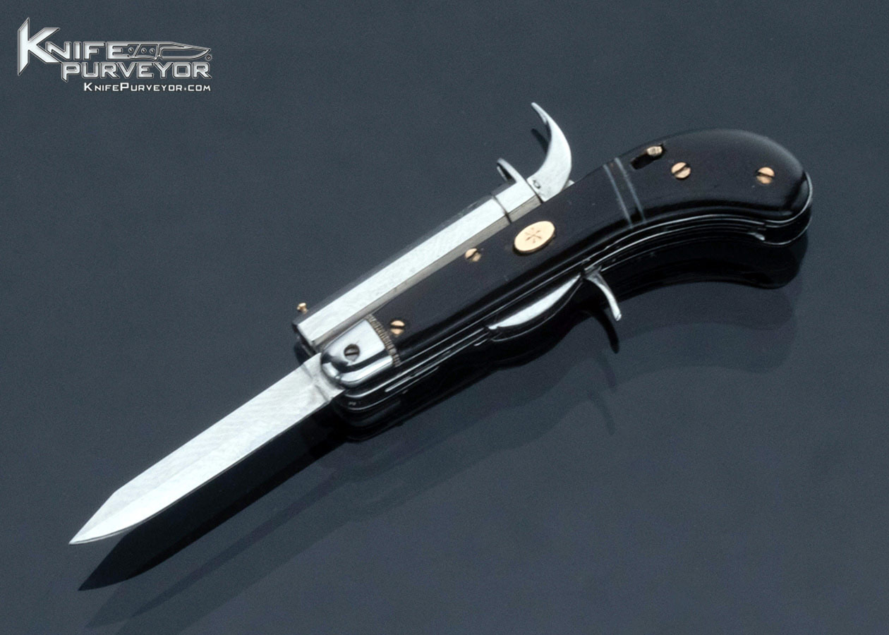 Yvon Vachon Custom Knife Miniature Cut and Shoot California Opener and Half Stop Slipjoint Buffalo Horn Scales with Accessories for Musket - Image 2