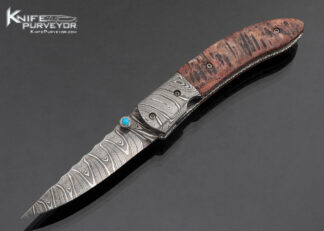 A. P. Custom Knife Damascus and Jasper Linerlock 17014