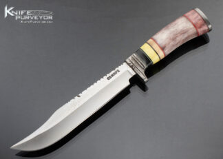 CS Custom Knife Damascus Guard and Stacked Dyed Bones with Red Liners 16949