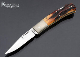 Jess Horn Custom Knife FBK Nickel Silver Bolsters and Amber Stag Lockback #200 17080