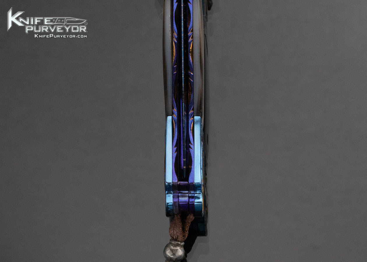 Suchat Jangatong Blued Damscus with Black Lip Tahitian Pearl and Carved and Blued Frame 16044