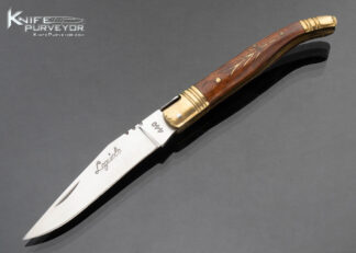 Laguiole Prestiges Custom Knife Brass and Wood with Silver Inlays 16951