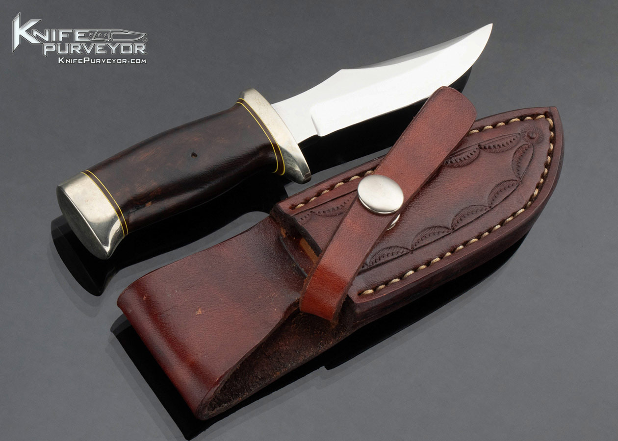 Lowell Cobb Custom Knife Nickel Silver and Wood Skinner 16950