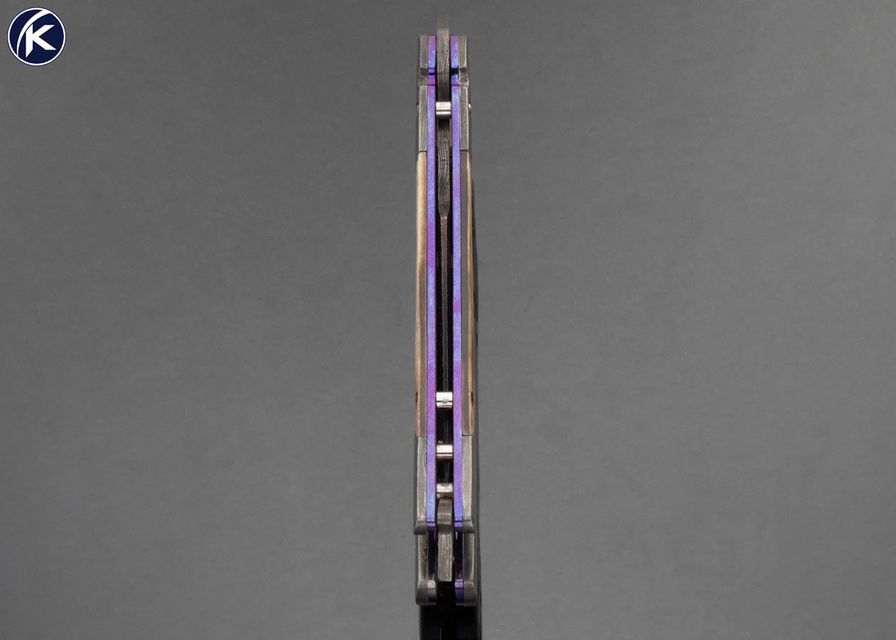 Suchat Jangtanong Custom Knife Balisong Damascus and Bone with Mosaic Pins Butterfly Flipper 17042