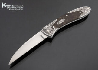 Matthew Lerch Custom Knife Engraved Burlwood Semi Interframe with Engraved Escutcheon Leverlock Auto 17161