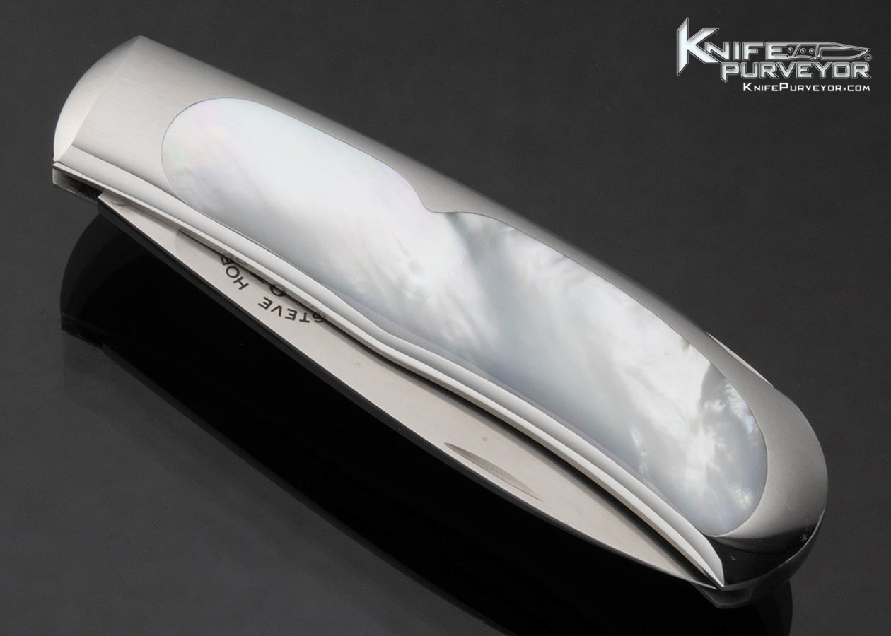 Steve Hoel Custom Knife Mother of Pearl Interframe Lockback - Image 2