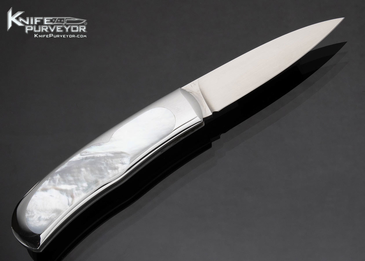 Steve Hoel Custom Knife Mother of Pearl Interframe Lockback - Image 3