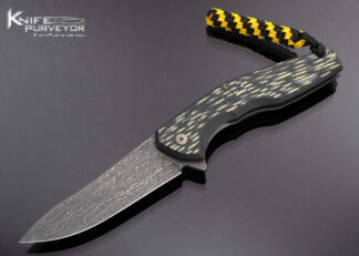 Alexey Konygin CKF (Custom Knife Factory) Custom Knife Damascus and Jigged Carbon Fiber Framelock Flipper 17268