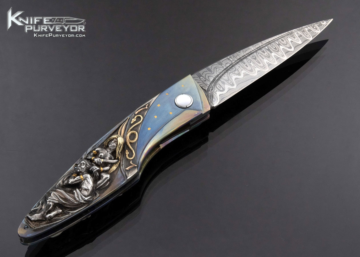 Arpad Bojtos Custom Knife Hand Carved Samson and Deliliah Linerlock - Image 3