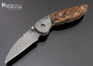 David Broadwell Custom Knife Linerlock Stabilized Spalted Maple Wood Scales Titanium Liners 17232