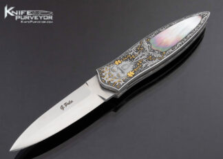 Giuseppe Pala Custom Knife Vitali Quaranta Engraved Black Lip Pearl Interframe Linerlock Dagger 17264