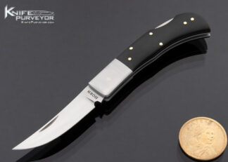 Jess Horn Custom Knife Black Buffalo Horn with Gold Pins with Stainless Bolster Persian Lockback Folder 17307