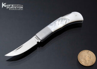 Jess Horn Custom Knife Mother of Pearl Stainless Bolster Persian Lockback Folder 17306
