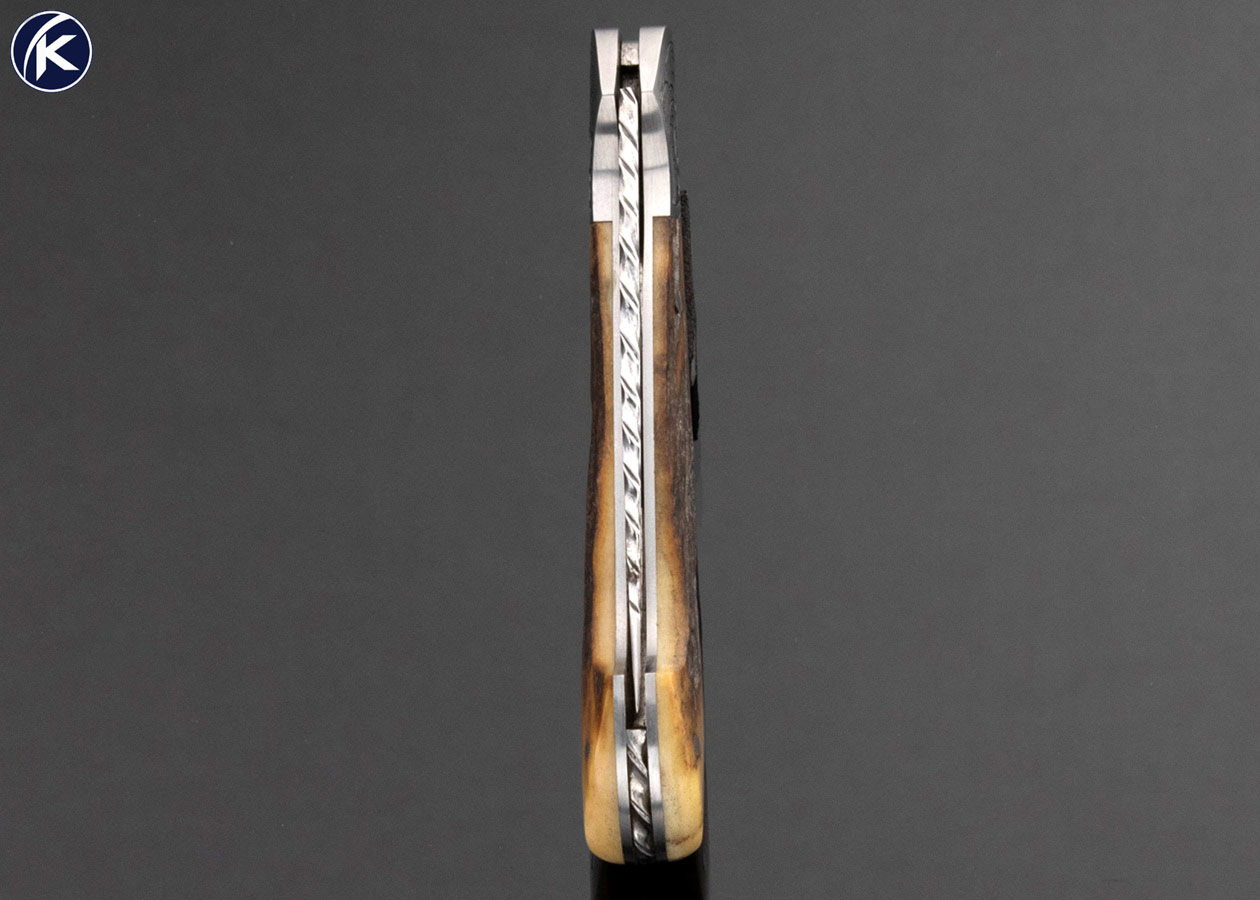 Joe Kious Custom Knife Engraved Stag Lockback 17315