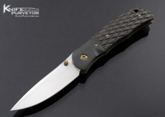 John W. Smith Custom Knife Checkered Lightning Strike Carbon Fiber Zirconium Linerlock 17303