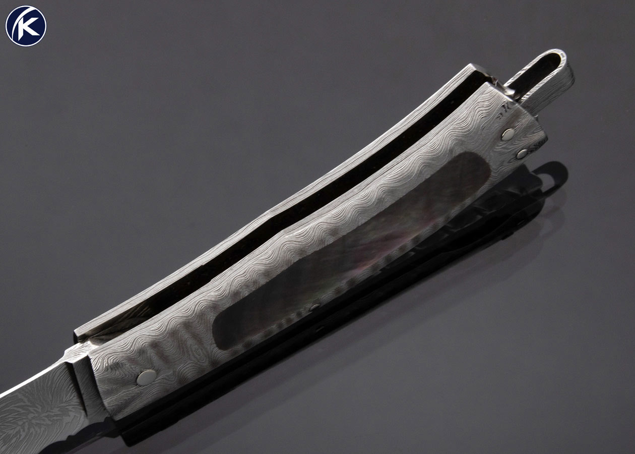 Kay Embretsen Custom Knife Sole Authorship Damascus Black Lip Pearl Interframe Gentleman's Lockback - Image 5