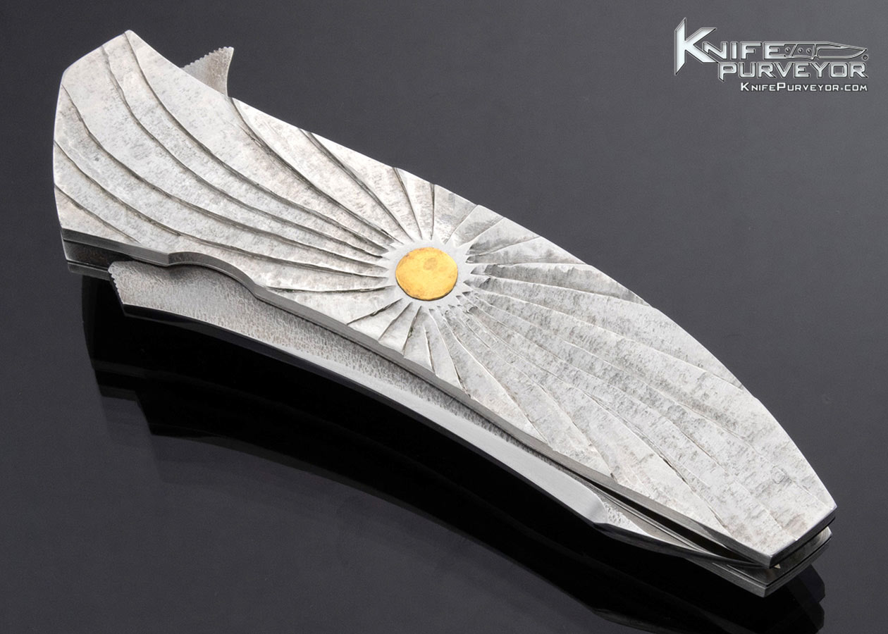 Koji Hara Custom Knife Machined Carved Stainless Steel Frame Linerlock Flipper - Image 2
