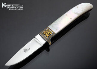 Lloyd Pendleton Custom Knife Mother of Pearl Gent's Fixed Blade Engraved by Julie Warenski 17189