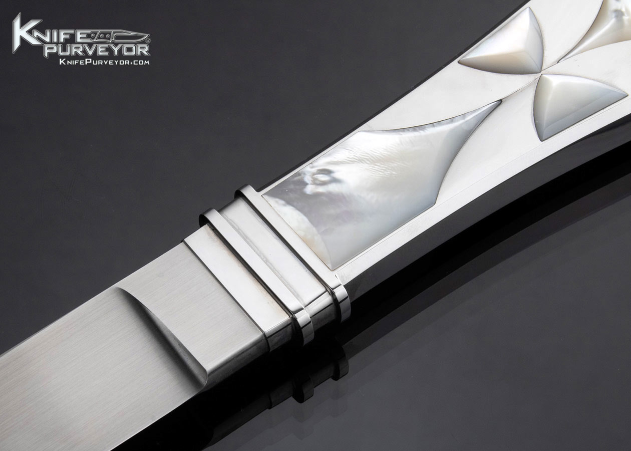 Wolfgang Loerchner Custom Knife Mother of Pearl Inlaid San Francisco Dagger with Scabbard - Image 2