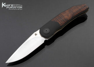 Andre Thorburn Custom Knife Nitrobe 77 Steel A2 A9 Front Flipper with Black G10 and Koa Wood 17406