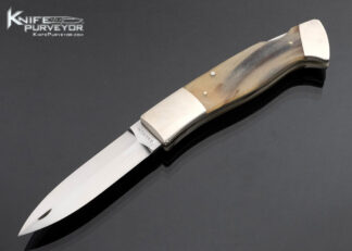 Bill Ankrom Custom Knife Double Bolstered Nickel Silver and Sheep Horn Lockback 17465