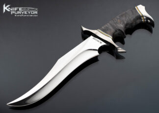 Bill Luckett Custom Knife Burlwood Finger Grooved Upswept Fighter 17380