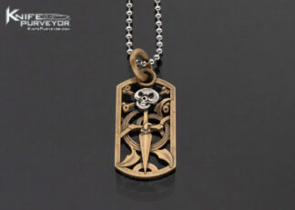 Vladimir Burkovski Custom Necklace Skull with Bones and Dagger with 925 Silver and Bronze or Copper 17375