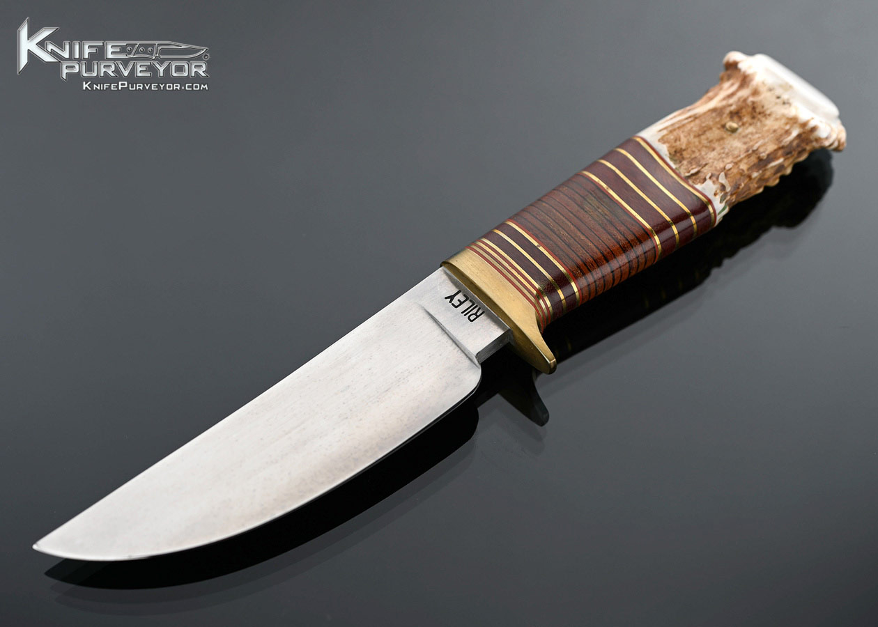 Dennis Riley Custom Knife Leather Wrapper Crown Stag Hunter 17385