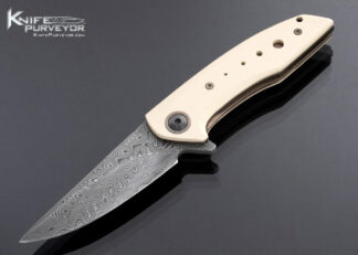 Eric Ochs Custom Knife Tillamook Micarta and Damascus Flipper 17405