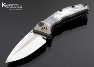Heretic Knives Custom Knife Medusa Auto MOP Inlay Hand Ground High Polish Elmax Blade 17364