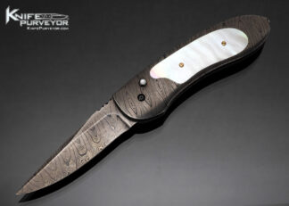 Jim Minnick Custom Knife Damascus Pearl Interframe Button Lock Automatic 17155
