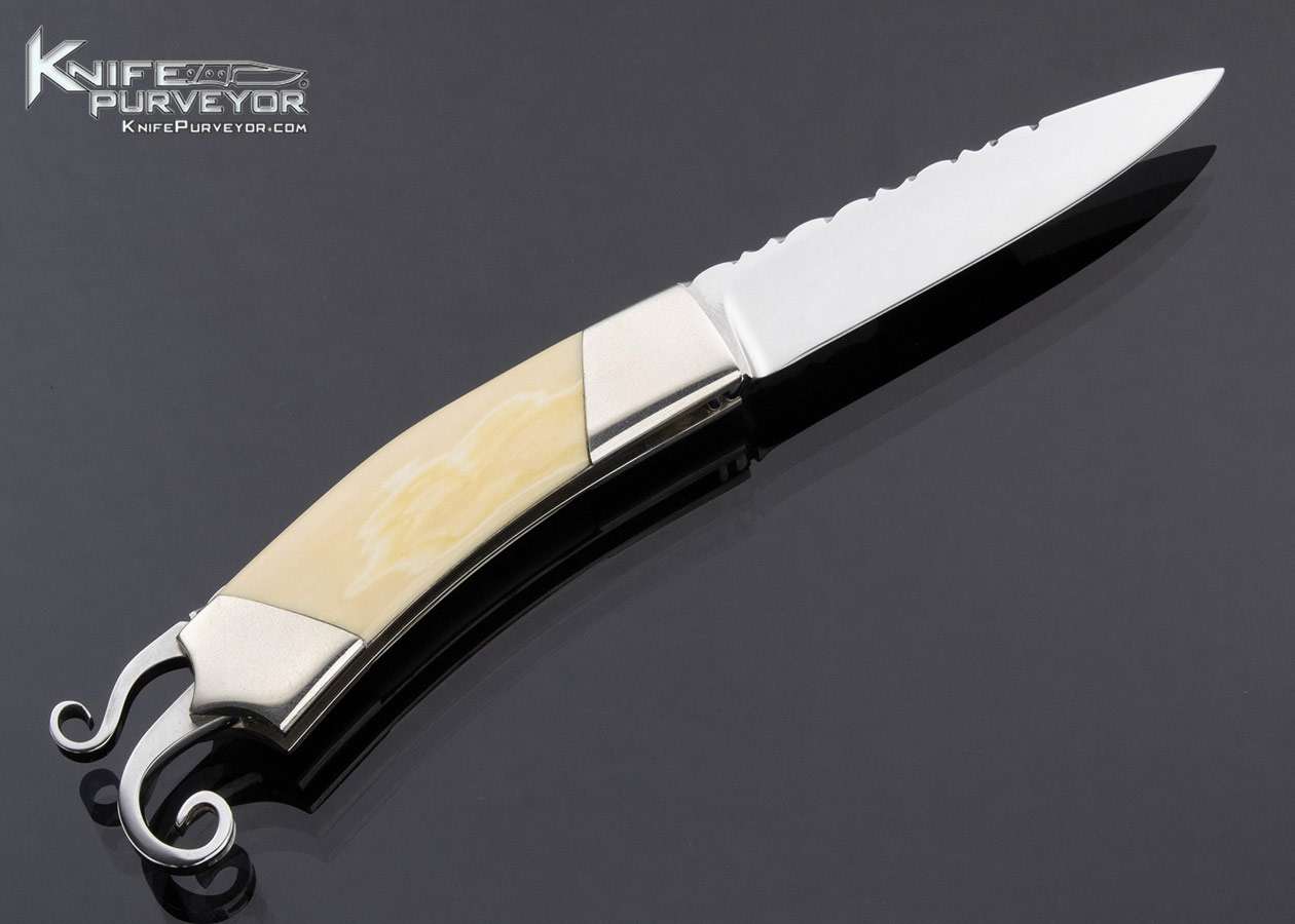 Lloyd Hale Custom Knife Ron Luebke Jr. Scrimshawed Tail Lock Folder - Image 3
