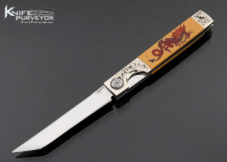 Michael Walker Custom Knife Linerlock Tanto Scrimshawed by Patricia Walker 17092