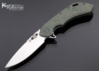 Olamic Cutlery Custom Knife Hand Carved Titanium Framelock Flipper 17407