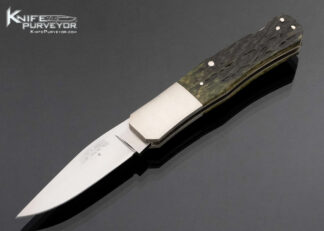 Randall Gilbreath Custom Knife Green Jigged Bone Lockback 17467