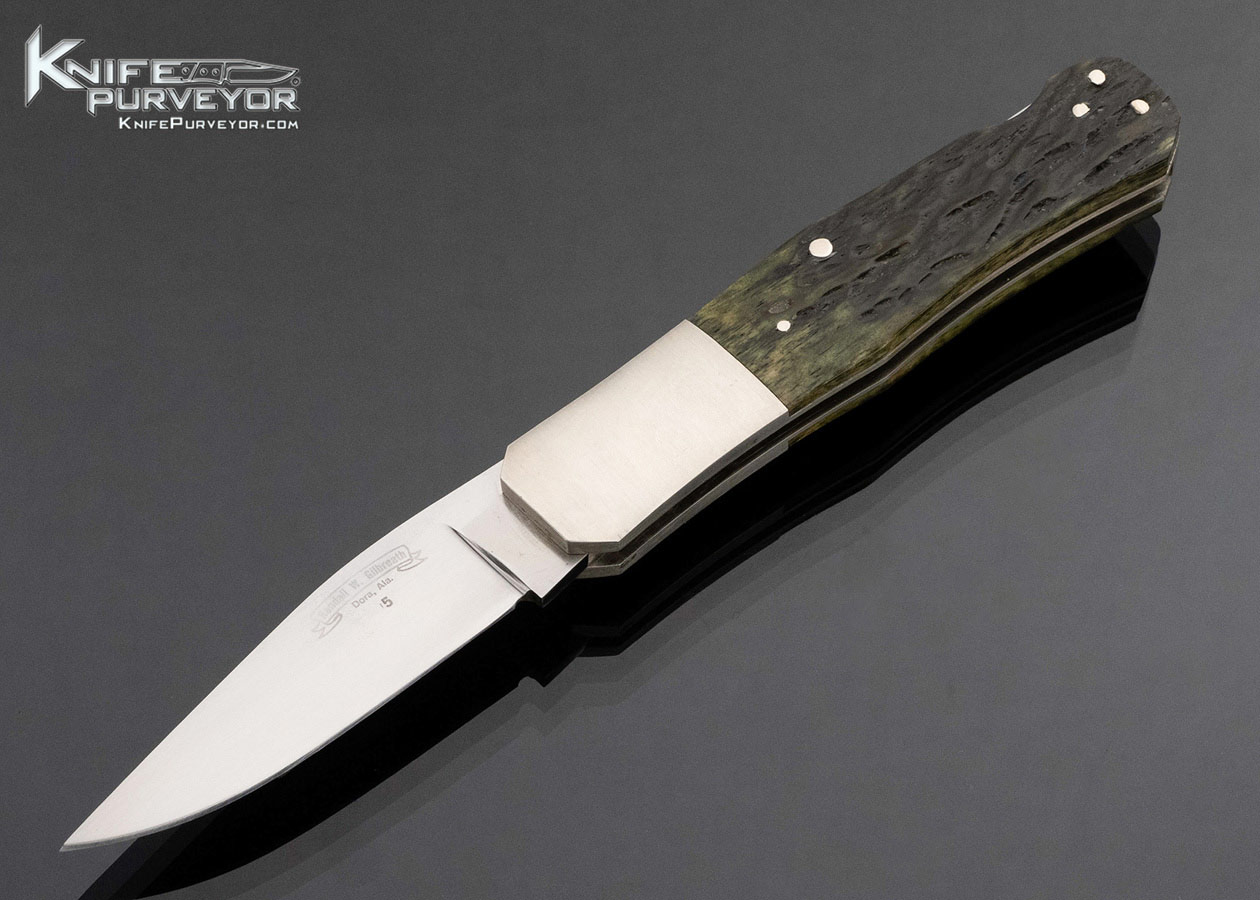 Randall Gilbreath Custom Knife Green Jigged Bone Lockback 17467