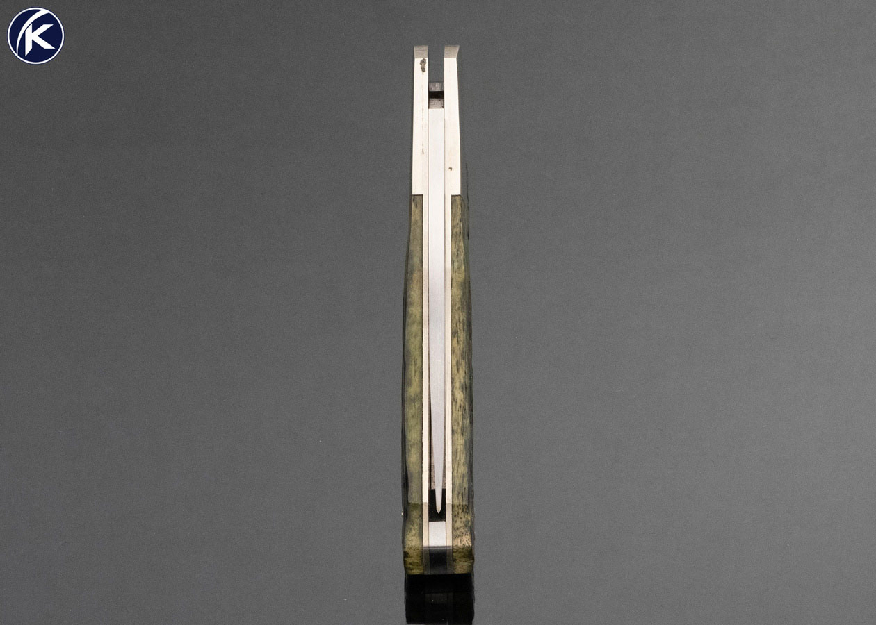Randall Gilbreath Custom Knife Green Jigged Bone Lockback 17467