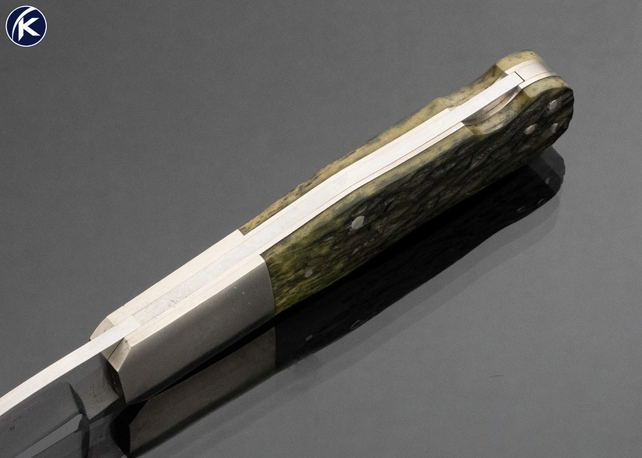 Randall Gilbreath Custom Knife Green Jigged Bone Lockback - Image 3