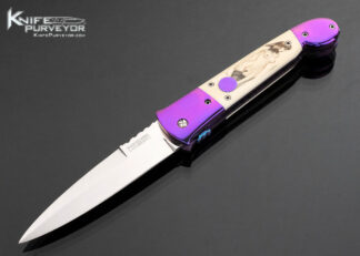 Shawn Vallotton Custom Knife Automatic Linerlock Scrimshawed by Denise Kondrla 17095