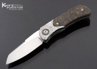 Trevor Burger Custom Knife EXK Plus Front Flipper Gold Dark Matter FatCarbon and Damsteel Bolster 17422